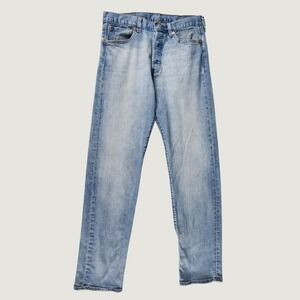 Levis 501 Original Fit Jeans Men 32x33 Light Wash Blue Denim Button Fly Straight
